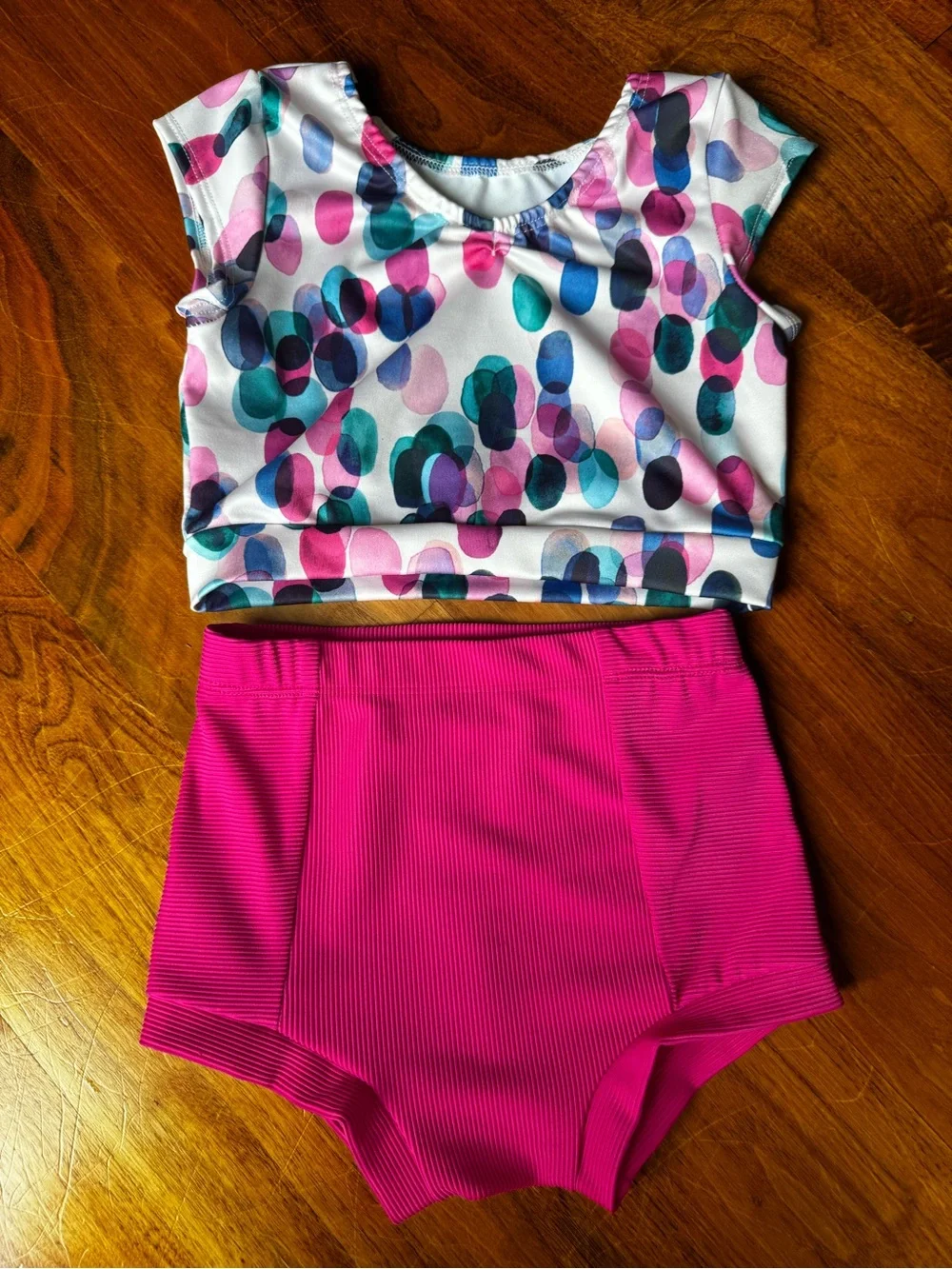 Girls’ coordinating Whitney Deal Danceware Set. Top size 7/8. Bottoms size 5/6